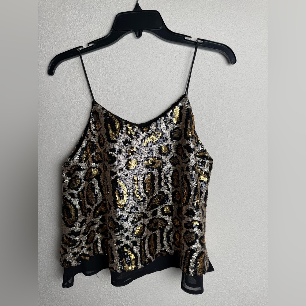 Love Encounter Women Size S/M Animal‎ Print Elegant Sequins Camisole